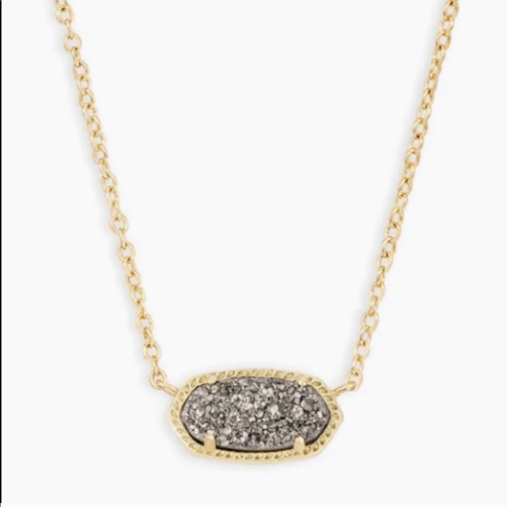 Elisa Gold Pendant Necklace In Platinum Drusy
